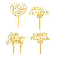 Décoration de gâteau pour la fête des mères en gros, topper en acrylique avec lettres dorées pour maman