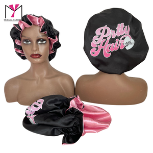 MUYANG Custom logo Silk Satin Hair Round <b>Bonnet</b> African Print Double Layer - Product Image 4