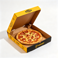 Boîte à pizza en carton ondulé en papier kraft de qualité alimentaire avec trous d'aération, vente en gros d'usine SP3335, pour l'emballage à emporter des restaurants