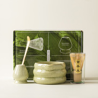 Vente en gros de service à thé matcha bol à matcha cuillère fouet en bambou ensemble de 7 pièces en céramique Chawan japonais essentiel Matcha ensemble avec boîte-cadeau