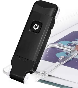 Penanda buku LED mini portabel, dapat diisi ulang USB plastik fleksibel lampu klip untuk membaca buku di tempat tidur