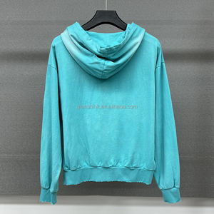 Sun Fade Streetwear French Terry Heavyweight 420 Gsm Hoodies Broderie Distressed Vintage Acid Wash Sweat à capuche zippé - Product Image 3