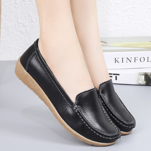 Mocassini da <span class=keywords><strong>donna</strong></span> taglie forti in vera pelle, piatti, per tutte le stagioni, con suola morbida, per donne <span class=keywords><strong>di</strong></span> mezza età e anziane, scarpe da mamma, scarpe da infermiera bianche - Product Image 2