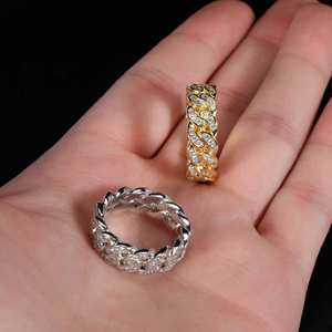 8MM Popular High Quality Hip Pop 18K Gold Plated <strong>Moissanite</strong> Iced Out Copper Cuban Cross Jewelry Diamond Zircon <strong>Ring</strong> for <strong>Men</strong> - Product Image 2