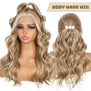 Perruque Lace Front Blonde 13x4 Pré-épilée pour Femme, Blond Cendré avec Mèches, Aspect Naturel, Ondulations Souples, pour Cosplay, Usage Quotidien et Fêtes - Product Image 2