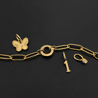 Pulsera de Acero Inoxidable Chapada en Oro de 14 Quilates con Dije de Mariposa y Número 1, Estilo Y2K, Joyería DIY para Mujer, Emanco