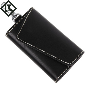 Genuine Leather Key <b>Pouch</b> 11 x 6.5 Cm Cover Type Solid Color For <b>Men</b> Car Key Holder Everyday Use - Product Image 4