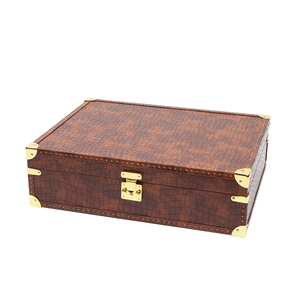 Factory Customized Handmade Perfume Box Luxury Brown Pu Leather Wooden Boxes
