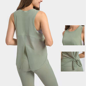 Camisetas Sin Mangas para mujer, chaleco holgado de secado rápido, ropa deportiva, camiseta Sin Mangas con lazo en <span class=keywords><strong>la</strong></span> espalda para Fitness - Product Image 3