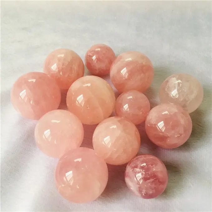 natural top quality healing reiki spherical rose pink quartz crystal for home decoration