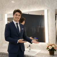Miroir de salle de bain LED avec lumière, capteur tactile Sophia Dimmer Defogger CCT 3000K 4000K 6000K, pour hôtels 5 étoiles et hôtellerie, par Factory
