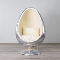Fauteuil pod en forme d'œuf ovale en fibre de verre pivotant sur pied, mobilier moderne, taille adulte