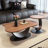 Table basse de salon moderne en métal avec plateau en bois durable de luxe et rangement à 2 niveaux, mobilier de maison