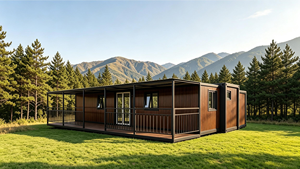 Maison conteneur extensible avec terrasse et auvent, villa de glamping en acier léger, cabane de vacances portable pour complexe hôtelier et hébergement familial - Product Image 6
