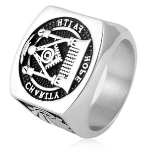Yunnique Freemason <b>Ring</b> Stainless Steel Geometric Pyramid Crown Design Unisex Fashion Jewelry Gift - Product Image 1