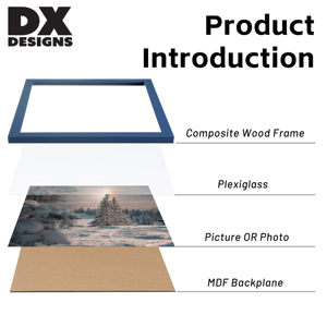 Blue Wood Photo <strong>Frame</strong>, 4x6 5x7 8x10 11x14 12x16 24x36 Inch A3 <strong>A4</strong> Picture <strong>Frame</strong> <strong>with</strong> Plexiglass, Wall Hanging &amp; Tabletop for Home - Product Image 2