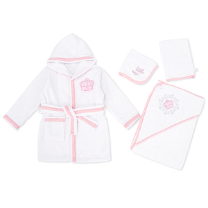 100% puro cotone velluto 4 pezzi Set <span class=keywords><strong>accappatoio</strong></span> bambino con cappuccio ricamato morbido traspirante compresso per neonato per uso bagno - Product Image 6