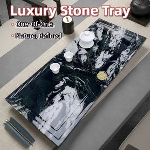 Tabla de Servir Té de Mármol Verde de Lujo, Resistente al Calor y Duradera, con Zona de Almacenamiento para Teteras, para el Hogar o Salón de Té, Precio al por Mayor - Product Image 1