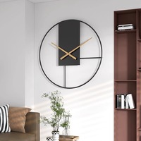 Jam Dinding Logam Bulat Minimalis, Analog Quartz Tanpa Suara, Bertenaga Baterai, Dekoratif untuk Ruang Tamu dan Kantor
