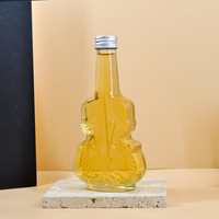 Bouteille en verre personnalisée de 200 ml en forme de violon plaqué, unique pour vin, whisky, vodka, agave, brandy, avec bouchon à vis et impression sérigraphique