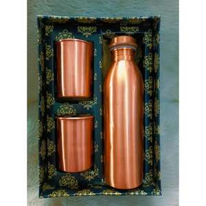 ขวดน้ำทองแดงบริสุทธิ์ขนาด500มล. สำหรับดื่มดีไซน์โบราณพิมพ์สีดำขวดน้ำทองแดงทำด้วยมือขวดน้ำทองแดง100% - Product Image 1