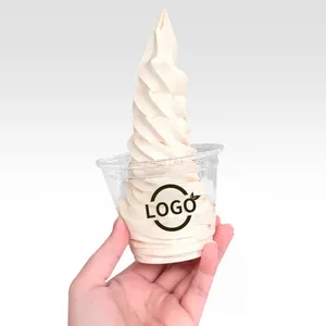 Copo descartável de sobremesa, venda quente de fábrica, yogurte 5.5oz 7oz 8oz 9oz, copo de sobremesa de plástico transparente, com capa de domo