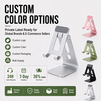 Support de téléphone réglable en aluminium, pliable, pour bureau, support mobile stable en métal, OEM ODM, logo personnalisé pour les acheteurs B2B en gros