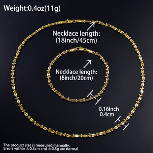 Conjunto de collar y pulsera de cobre chapado en oro de 18k, con cuentas lisas y brillantes, resistente al deslustre, ideal para fiestas y reuniones. - Product Image 6