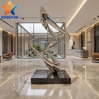 Sculpture abstraite en acier inoxydable 304 sur mesure, grande statue en métal en forme de ruban pour l'art public extérieur des parcs, directement de l'usine