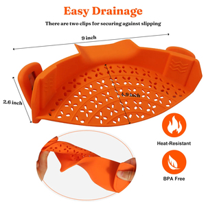 Passoire universelle en silicone à clipser pour casseroles et poêles, anti-débordement, pour pâtes, riz et fruits, de qualité alimentaire, ustensile de cuisine - Product Image 6