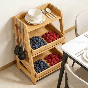 Étagère <span class=keywords><strong>de</strong></span> rangement pour fruits et aliments en bambou à 3 niveaux, taille personnalisée, pour cuisine et comptoir, avec support – Vente en gros et e-commerce - Product Image 4