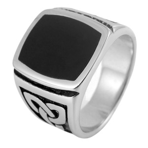 yunnique <b>Titanium</b> Steel <b>Ring</b> Square Black Epoxy Resin Men's Geometric Fashion Jewelry Gift Silver Color FY280199 - Product Image 5