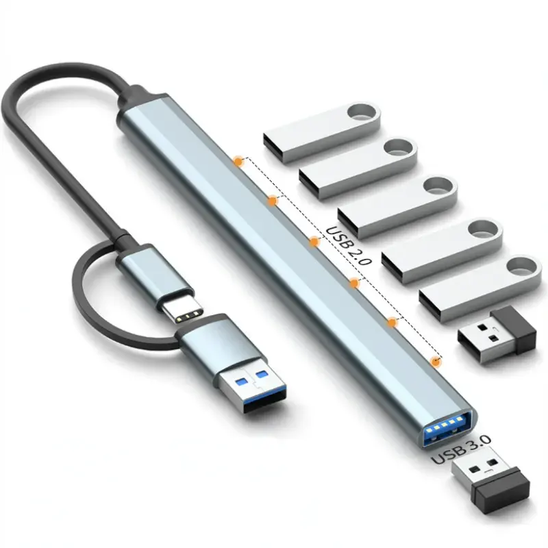 7 in 1 usb 3.0 hub tipi c adaptörü çok port hub Splitter 7 in 1 usb 3.0 HUAWEI Xiaomi Samsung Macbook PC için yerleştirme istasyonu