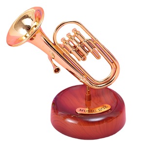 Yu Mo <b>Music</b> <b>Box</b> Trumpet Saxophone Horn Model Ornament Rotating Musical Instrument Gift For Children Students - Product Image 5