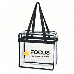 Sacs transparents personnalisés avec logo imprimé, approuvés pour les stades, sac fourre-tout transparent avec fermeture éclair, imperméable, réutilisable, en PVC, bandoulière - Product Image 2