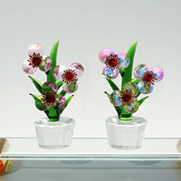 Figurine de fleur artificielle HBL en verre cristal de luxe léger, motif fleur de prunier colorée et exquise, ornement de bureau