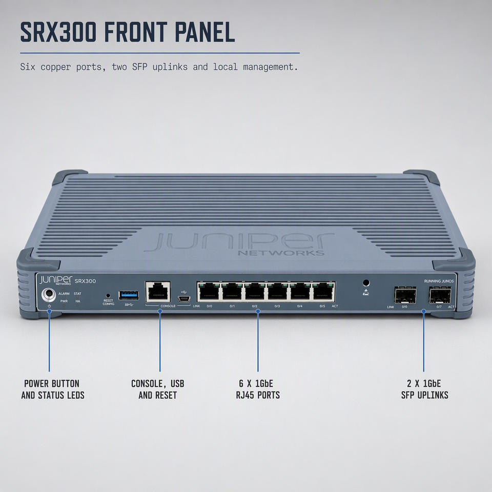 SRX300 Compact Desktop Firewall Router 8 Port 1G 2 SFP Ports IPsec VPN ...