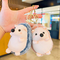 Vente en gros de porte-clés peluche hérisson en forme d'animal de dessin animé mignon et drôle jouet poupée Kawaii Mini petit porte-clés hérisson en peluche