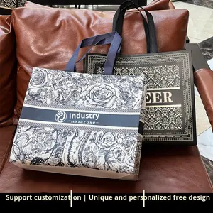 กระเป๋าถือแฟชั่นแบบไม่ถักทอ พิมพ์โลโก้ตามสั่ง สำหรับร้านเสื้อผ้าระดับไฮเอนด์ ถุงช้อปปิ้งเคลือบลามิเนต บรรจุภัณฑ์เสื้อผ้าสตรี ผลิตในจีน - Product Image 4