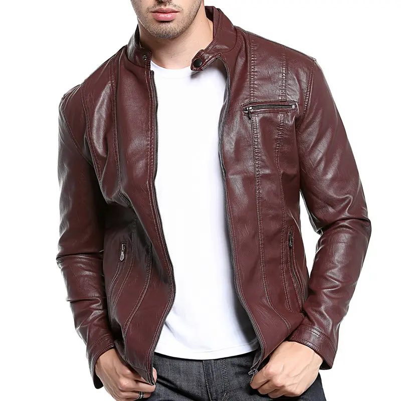 2022 Wholesale Designer Men Pu Leather Jacket Moto Custom High Quality Leather Jacket Men