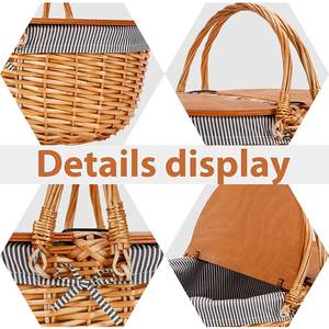 Cesto Portaoggetti di Lusso in Vimini Naturale Dino con Motivo a Quadretti, Cesti da Picnic Ovali in Vimini Fortnum and <span class=keywords><strong>Mason</strong></span> - Product Image 3