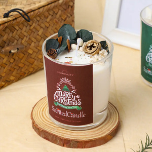 AIKUN Bougies parfumées de Noël personnalisées en verre de luxe avec fleurs séchées, cire de soja à la vanille et huiles essentielles, marque privée - Product Image 5