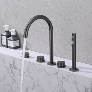 Hongdec thiết kế hiện đại lưu vực vòi Vòng dọc năm lỗ lưu vực vòi sàn gắn lưu vực vòi nước - Product Image 5