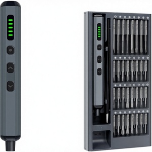Mini <span class=keywords><strong>tournevis</strong></span> électrique <span class=keywords><strong>avec</strong></span> 64 embouts de précision S2, 5 réglages de couple, 4 lumières LED, garantie à vie et magnétiseur - Product Image 1