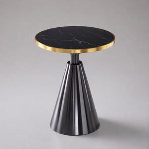Conception clé en main de restaurant de luxe moderne avec mobilier hôtelier personnalisé et tables à manger en métal doré avec plateau en pierre noire - Product Image 2