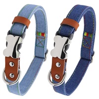 Collier pour animaux de compagnie en jean réglable pour chien, collier pour chat, laisse en cuir pour chien de grande, moyenne et petite taille, ensemble collier et laisse pour chien
