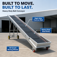 Convoyeur à bande inclinée mobile Easy Move avec structure de support réglable, idéal pour les quais de chargement de camions et l'utilisation en conteneur