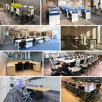 Poste de travail modulaire pour 4 personnes, bureau face à face avec gestion des câbles, cadre en aluminium, bureau de travail personnalisé pour employés