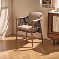 Chaise de salle à manger minimaliste italienne en bois massif, chaise de thé de luxe léger, design d'inspiration vintage, fauteuil haut de gamme, mobilier de maison
