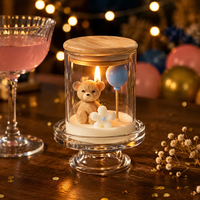 Bougie parfumée personnalisable en forme d'ours mignon et de montgolfière, en cire de soja naturelle, faite à la main, sculpturale, pour cadeau d'anniversaire ou de baby shower